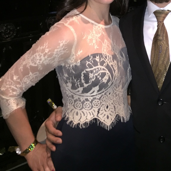 Navy and lace midi dress - Picture 3 of 3